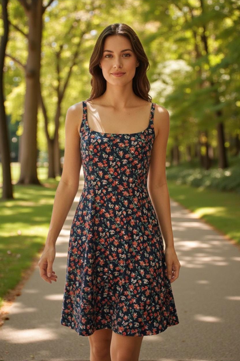 blue dress for baby girl Rihoas Floral Sweetheart Neck Cap Sleeve A-Line Dress main image 0