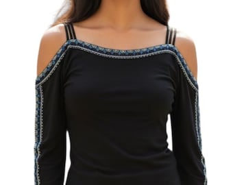 Women’s Jessica Simpson Size M Black Cold Shoulder Top