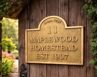 Custom Brass Plaques, Personalized Address Sign, Vintage Doors Style Décor