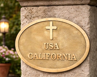 Handcrafted Custom Brass House Name Plaques, Personalized Homes Doors Plate Décor