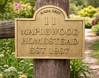 Custom Brass House & Offices Plaques | Personalized Address Sign, Vintage Brass Plates Look