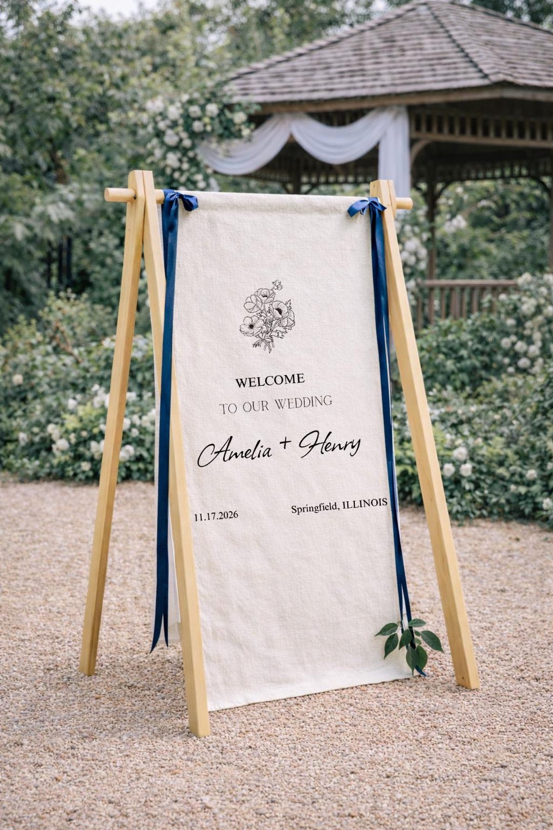 Personalized Linen Wedding Welcome Sign, Custom Fabric Banner for ...