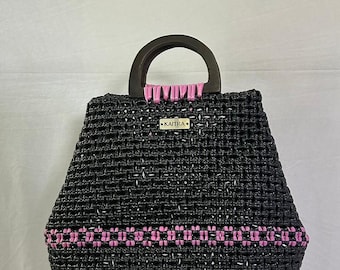 Elegant Woven Top Handle Bag | Luxury Structured Tote
