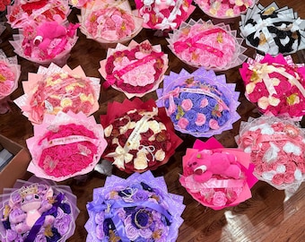 Customizable Rose Bouquet with Crown, Sash, Butterflies