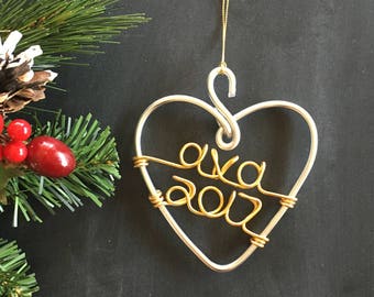 Christmas Ornament, Personalized Ornament, Gold Heart Ornament, Baby's First Christmas Ornament, Keepsake Ornament