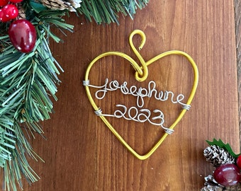 Christmas Ornament, Personalized Ornament, Gold Heart Ornament, Baby's First Christmas Ornament, Keepsake Ornament