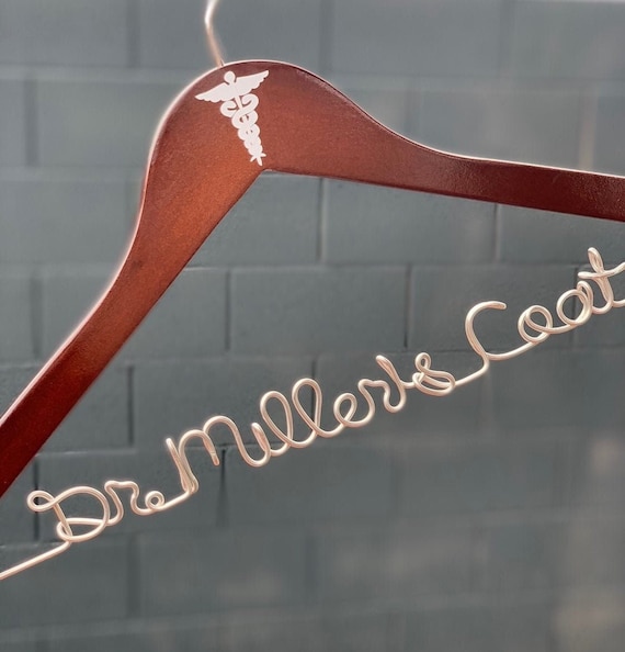 Doctor Coat Hanger, Caduceus Decal Hanger, Medical Gifts for Women, Medical Gifts for Men, Med Student Gift, Personalized Hanger