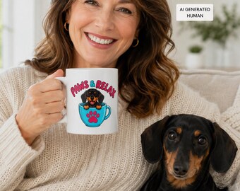 Mini Dachshund Mug, Sausage Dog Lover Gift, Puppy Coffee Cup, Christmas Present