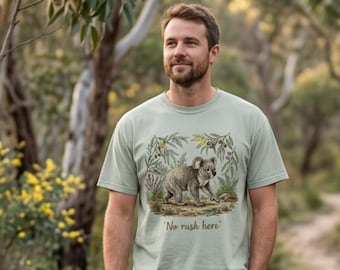 Koala T Shirt, Slow Living Nature Graphic Tee, Australian Animal Comfort Colors Shirt