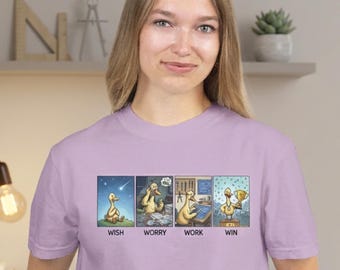 Silly Goose Wish Worry Work Win Comic Shirt, Funny Motivation Tee