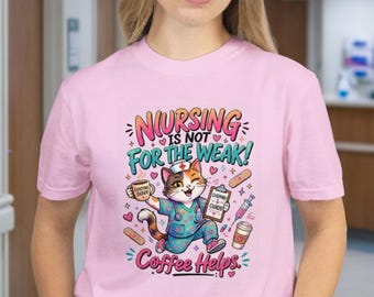 Nursing Cat Coffee Tee, Funny RN Nurse Life Shirt