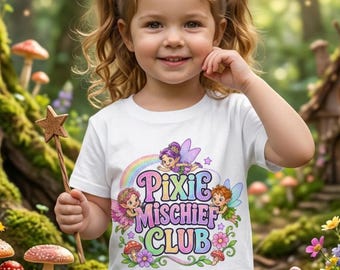 Maglietta da fatina per bambini, maglietta con grafica folletto per bambini, Club delle birichine delle fate