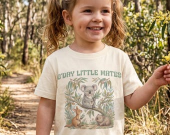 Australian Animals T-Shirt, Koala Kangaroo Wombat Toddler Tee, Wildlife Shirt