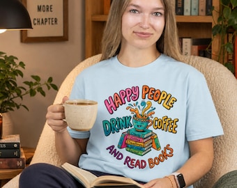 Reading Shirt, Coffee and Book Lover Comfort Colors Graphic Tee, Librarian Gift, Bookworm