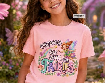 Girls Fairy Shirt, Youth Fantasy Graphic Bella Canvas Tee, Kids Whimsical Fairycore Gift