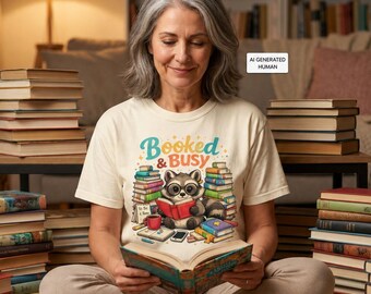 Book Lover Shirt, Reading Raccoon Comfort Colors Graphic Tee, Bookworm Gift, Librarian, Reading Teacher