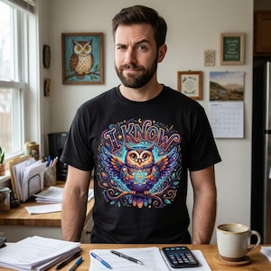 I Know Owl Graphic Tee, Sarcastic Humor Book Lover Shirt, Comfort Colors T-Shirt