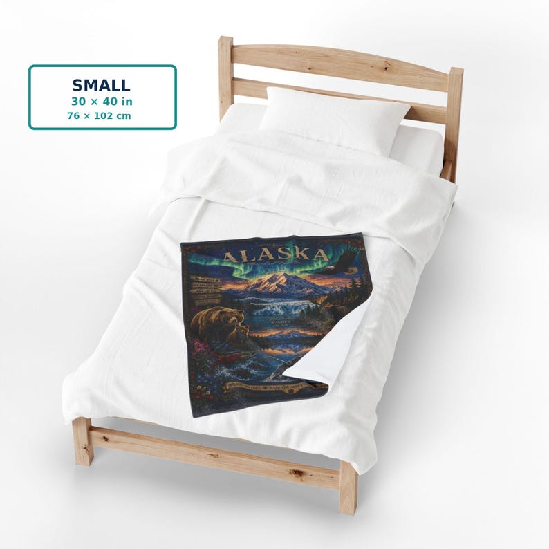 Alaska Wildlife Blanket, Northern Lights Velveteen Plush Throw, Cruise Gift, Travel Souvenir image 10
