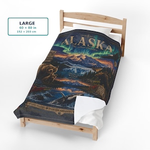 Alaska Wildlife Blanket, Northern Lights Velveteen Plush Throw, Cruise Gift, Travel Souvenir image 12