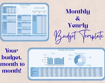 Blau Ultimative Jahresbudget Tabelle Google Sheets Budget Vorlage Monatlich Jährlich 2026 Tracker Finanplaner Bill Expense Tracker