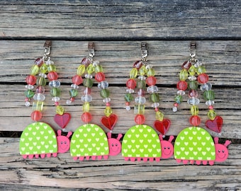 Tablecloth Weights, Watermelon Love Bugs, Set of 4, Drapery Dangles
