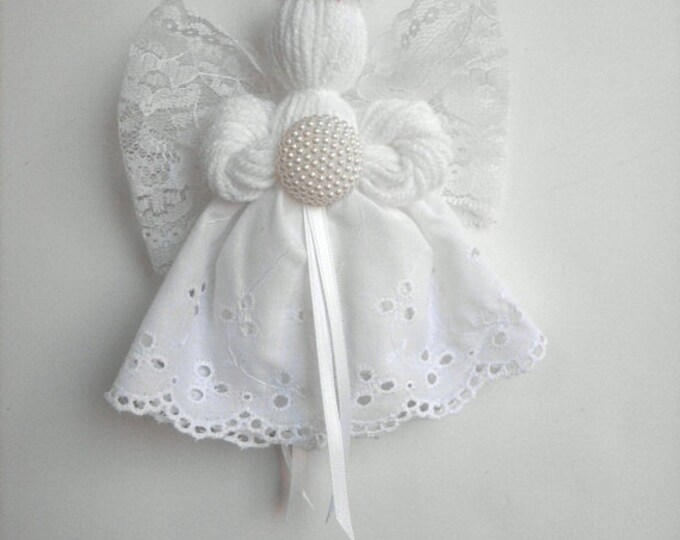 Birthstone Series, Lace and Yarn Angel Ornament, June Pearl Etsy