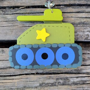 Military Tanks Tablecloth Weights, Set of 4, Drapery Dangles, Army Decorations image 7