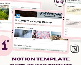 ビジョン、習慣、生産性、財務、ジャーナル、成長のためのオールインワンの Notion テンプレートを使用して、2026 年に生活を計画、整理、再構築しましょう。