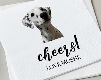 Custom Pet Portrait Napkins Weddings & Celebrations, Personalized Party Napkins, Bridal Shower, Birthday Party, Pet Adoption Event