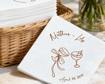 Custom Cocktail Napkins with Names - Personalized Wedding Napkins in Any Colors - Bridal Shower & Engagement Party Decor