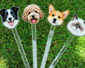 Anpassade omrörare för husdjursporträtt, akrylcocktaildekor