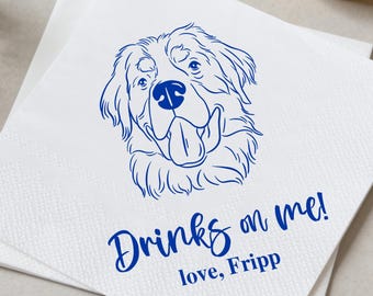 Custom Pet Portrait Napkins | Personalized Wedding, Party Cocktail Napkins