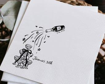 Personalized Birthday Party Napkins, Custom Printed Beverage Napkins