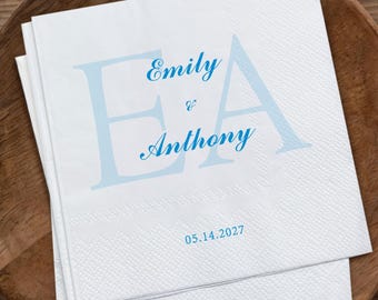 Personalized Wedding Napkins with Text , Custom Napkins for Bridal Shower,Wedding Party Decor,Cocktail Napkins