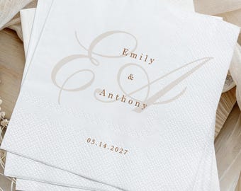 Personalized Wedding Napkins, Custom Bridal Shower Decor