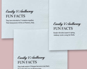 Fun Fact Napkins - Personalized Trivia Napkins for Weddings, Birthdays, Engagements