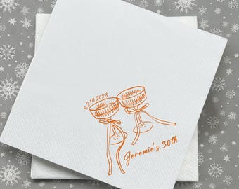 Personalized Cocktail Napkins, Custom Birthday Party Beverage Paper, 3-Ply Luxe Print