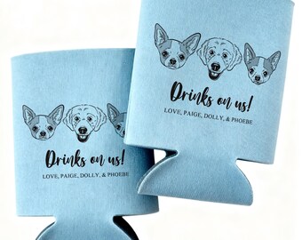 Anpassade burkkylare med husdjursporträtt, personliga dryckeshållare för bröllopsevenemang, burkkylare med logotyp, husdjursillustrationer