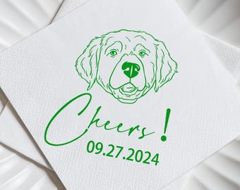 Hand-Drawn Pet Portrait Napkins, Custom Pet Photo Napkins, Personalized Pet Family Napkins, Pet Owner Custom Napkins, Bridal Shower Decor