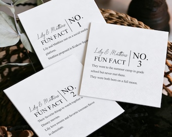 Personalized Fun Fact Wedding Napkins – Custom Couple Trivia (Set of 50)