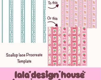 Editable Procreate Pattern Template, Scallop Seamless Pattern, Surface Pattern Design, Pattern Maker Tool, Clipart Layout Guide, Design Tool