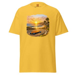 Longboard Coastal Sunset Surf Road Graphic - Unisex Classic T-Shirt