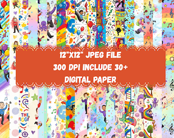 The Wiggles Digital Paper Pack | Cartoon Characters Scrapbook Paper | 12x12 Inch Patterns | Birthday & Party Crafts