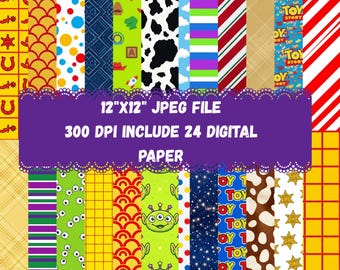 Playful Cowboy & Space Adventure Digital Paper Pack | Cartoon Scrapbook Backgrounds | Printable Craft Papers JPG