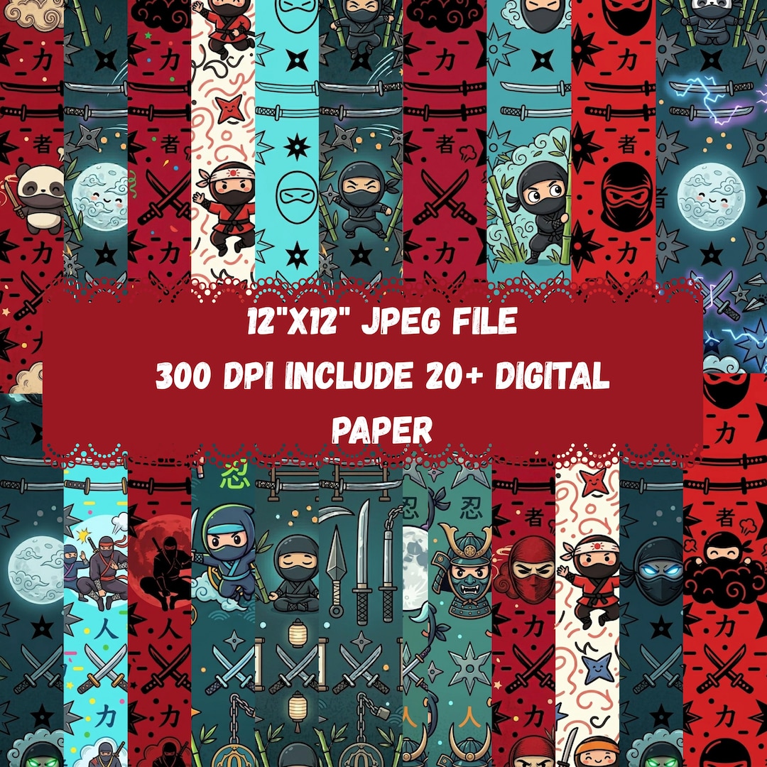 Ninja Digital Paper Pack | Japanese Ninja Patterns | Martial Arts ...