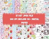 Snoopy Digital Paper Pack JPG | Cute Cartoon Dog Scrapbook Paper | 12x12 Printable Backgrounds | Kids Party Craft Paper | Instant Download