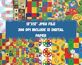 Board Games Seamless Digital Paper Pack, Board Game Digital Design, Board Game Scrapbook Paper