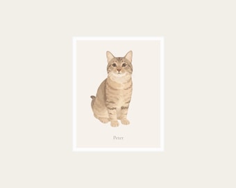 Personalized Pet Portrait Print | Minimalist Dog or Cat Wall Art | Quiet Companion Studio