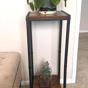 Plant Stand Indoor Wood and Metal Pedestal Stand for Living Room Balcony Patio