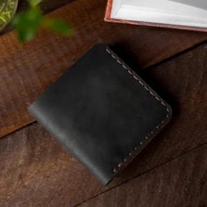 Portafoglio in pelle bicolore con tasca portamonete, sottile e minimalista, porta carte fatto a mano, regalo